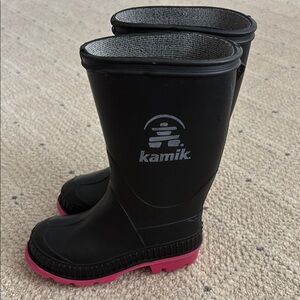 Kamik Black Boots with Pink Soles 7